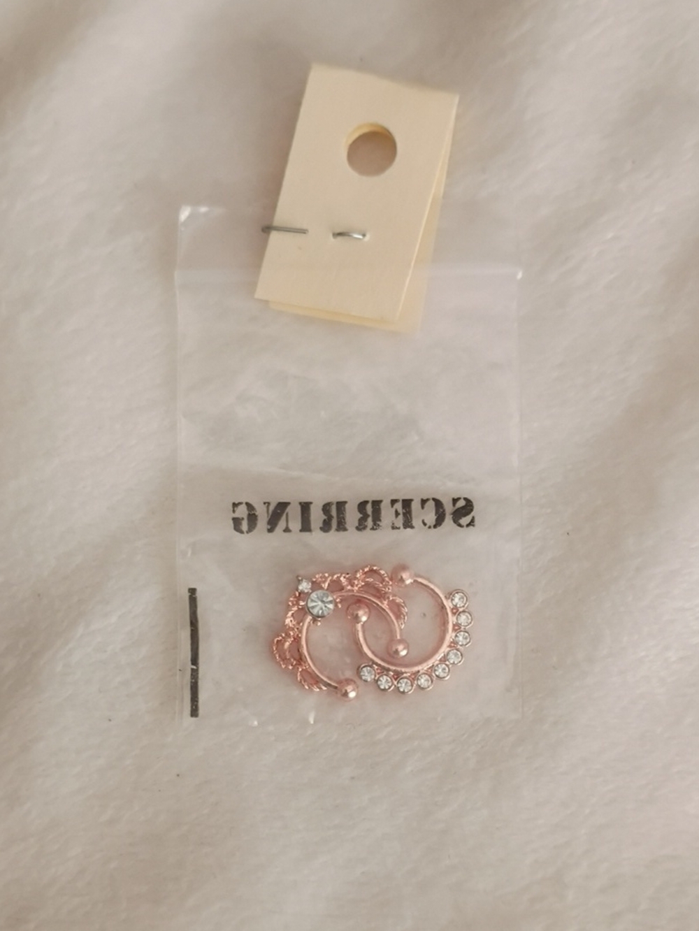 No Pierce Rose Gold Tone Crystal Hoop Septum Ring Set Women Jewelry Septum Rings